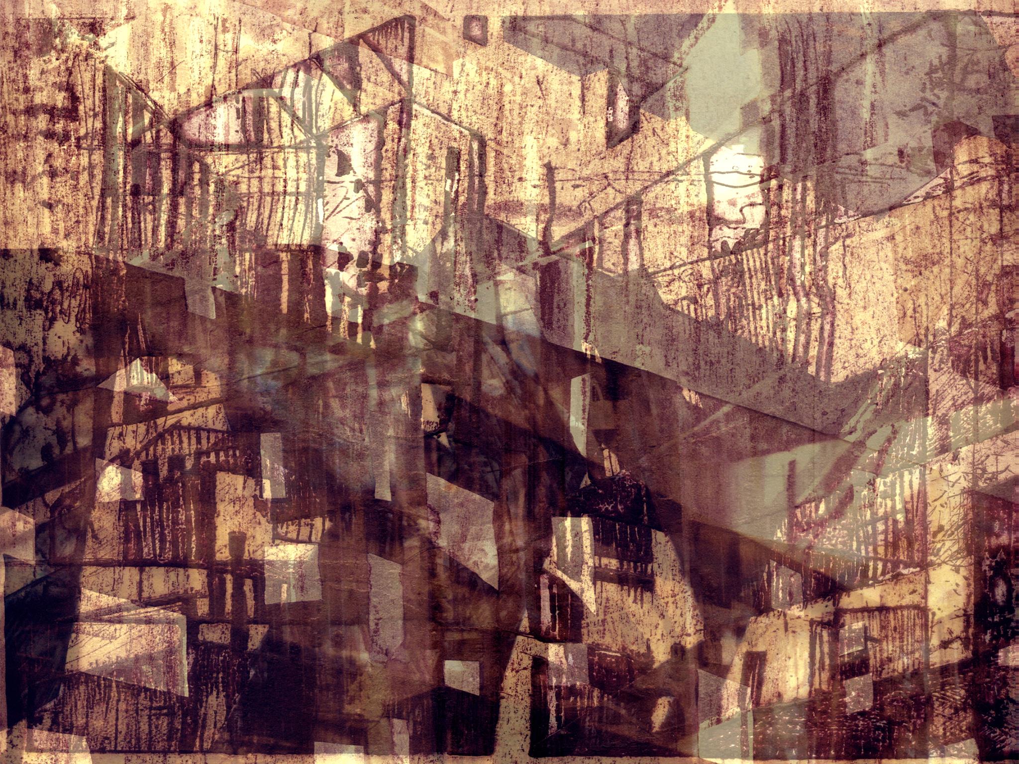 Prints based on trip to Havana, Cuba. Simultaneous exhibition at the Instituto de México, Jan José and the Academia de San Carlos, México City, 2008.

This image: Huella Urbana-Variación # 1, 1st Place Student Award, 50th Anniversary of the Agreement between the University of Costa Rica and the University of Kansas.